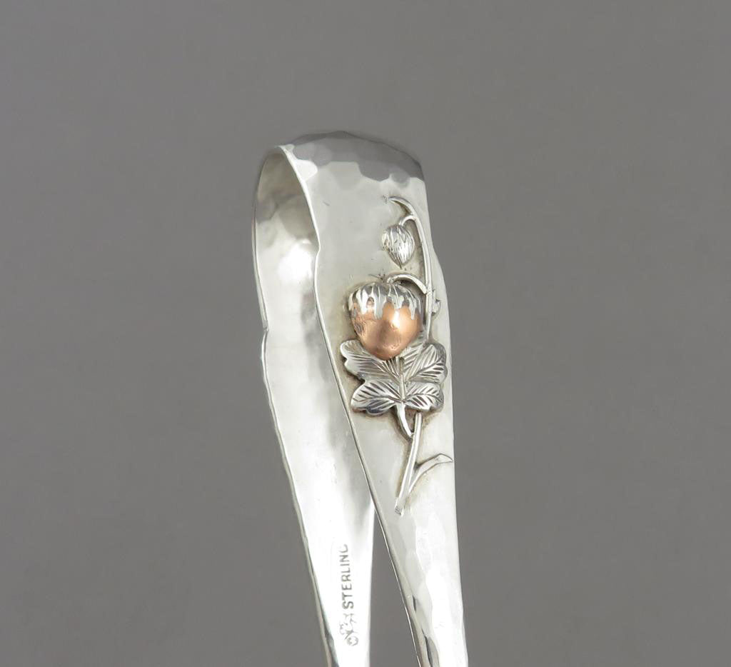 Whiting Mixed Metals Silver Sugar Tongs - JH Tee Antiques