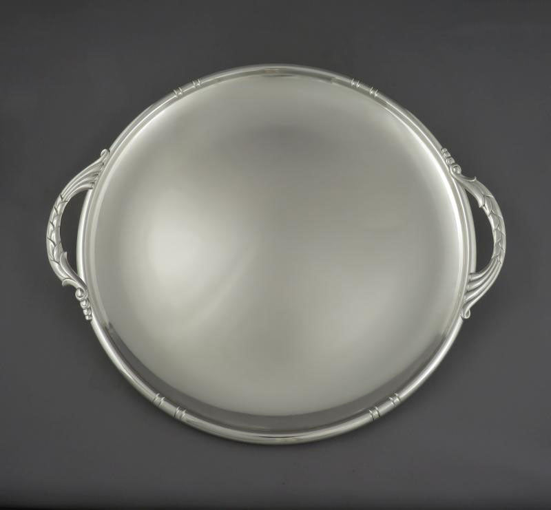 Modernist Sterling Silver Serving Tray - JH Tee Antiques
