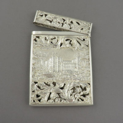 Victorian Castle Top Card Case Windsor and Kenilworth - JH Tee Antiques