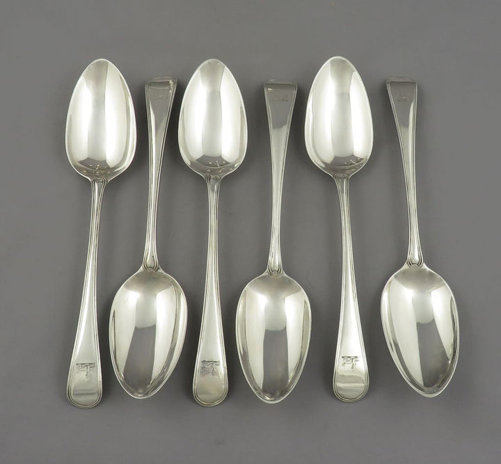 Six Old English Thread Silver Tablespoons - JH Tee Antiques
