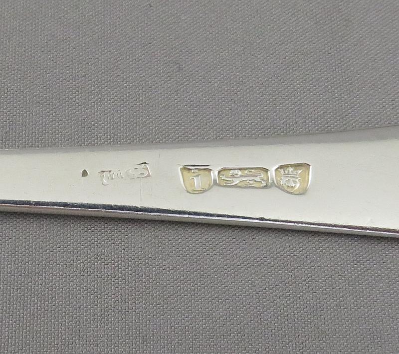 6 George III Old English Silver Dessert Spoons - JH Tee Antiques
