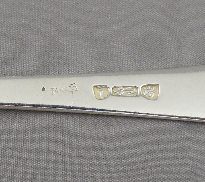 6 George III Old English Silver Dessert Spoons - JH Tee Antiques