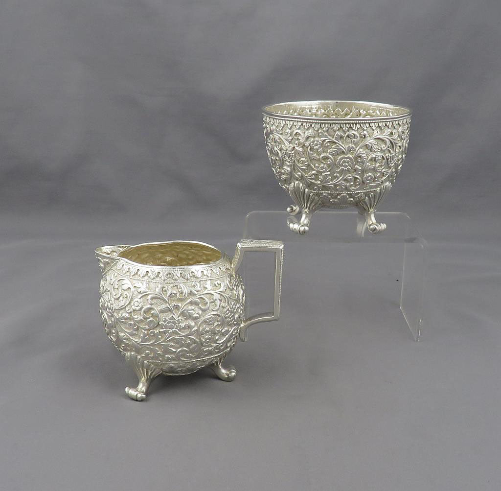 Oomersi Mawji Silver Cream and Sugar - JH Tee Antiques
