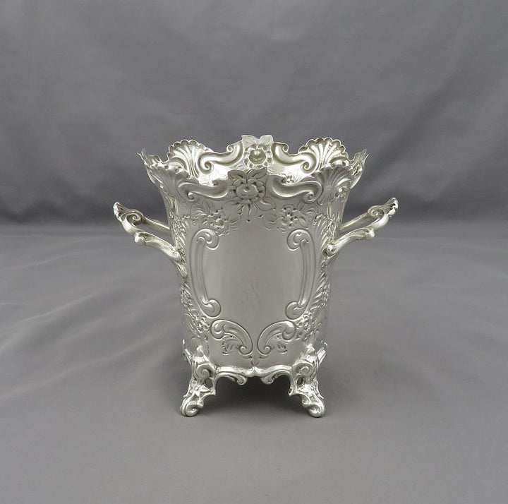 Pair of Edwardian Sterling Silver Cachepots - JH Tee Antiques