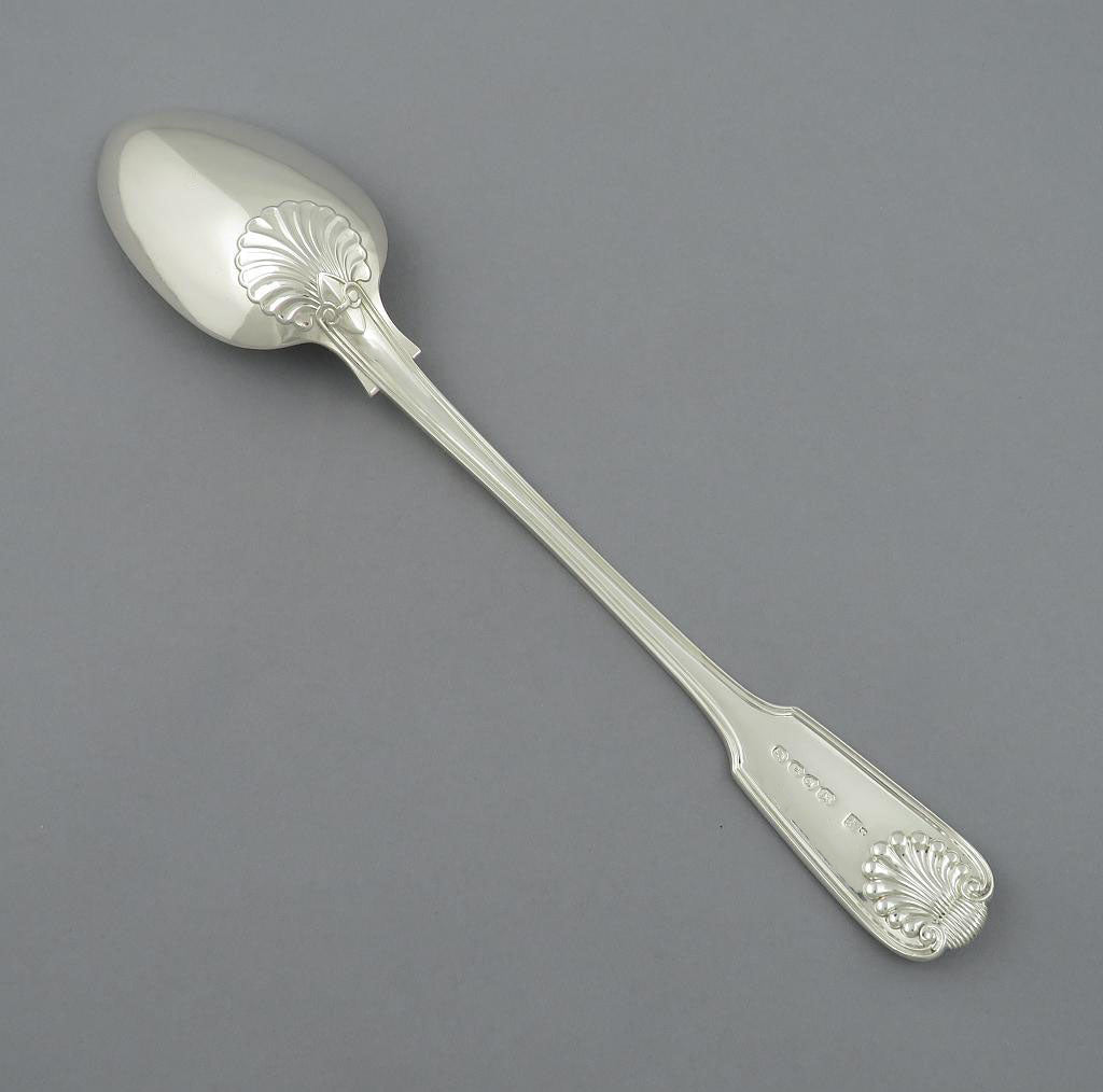 Pair of Fiddle Thread and Shell Stuffing Spoons - JH Tee Antiques