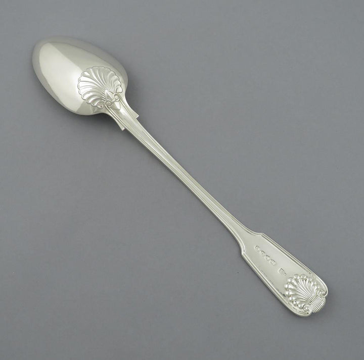 Pair of Fiddle Thread and Shell Stuffing Spoons - JH Tee Antiques