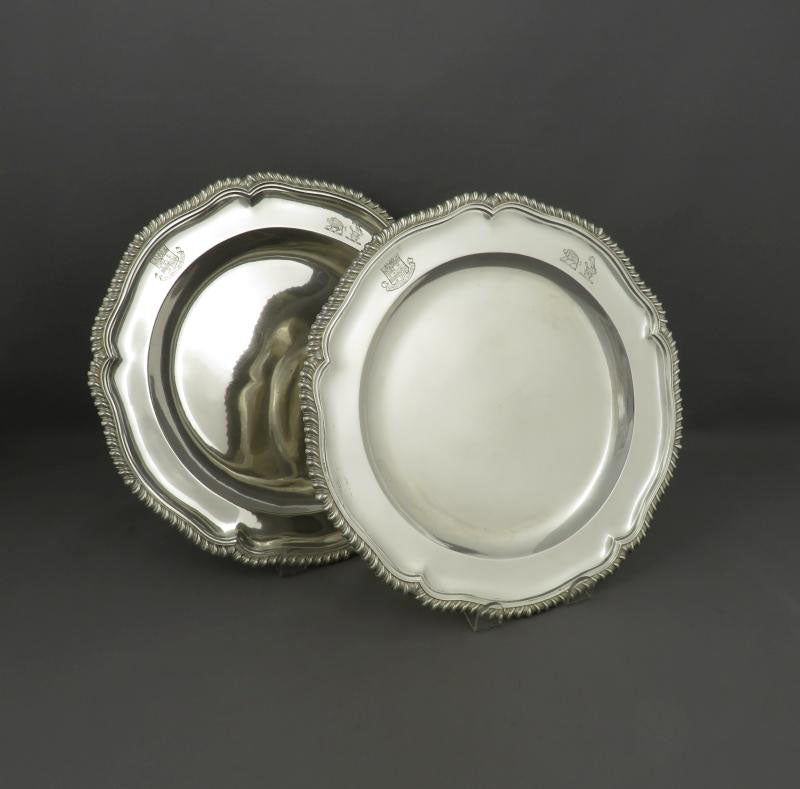 Pair of George III Silver Dinner Plates - JH Tee Antiques