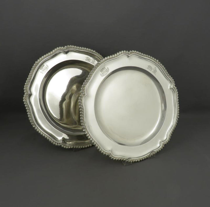 Pair of George III Silver Dinner Plates - JH Tee Antiques