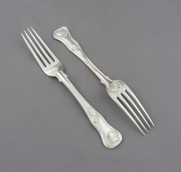 Pair Kings Pattern Dinner Forks - JH Tee Antiques