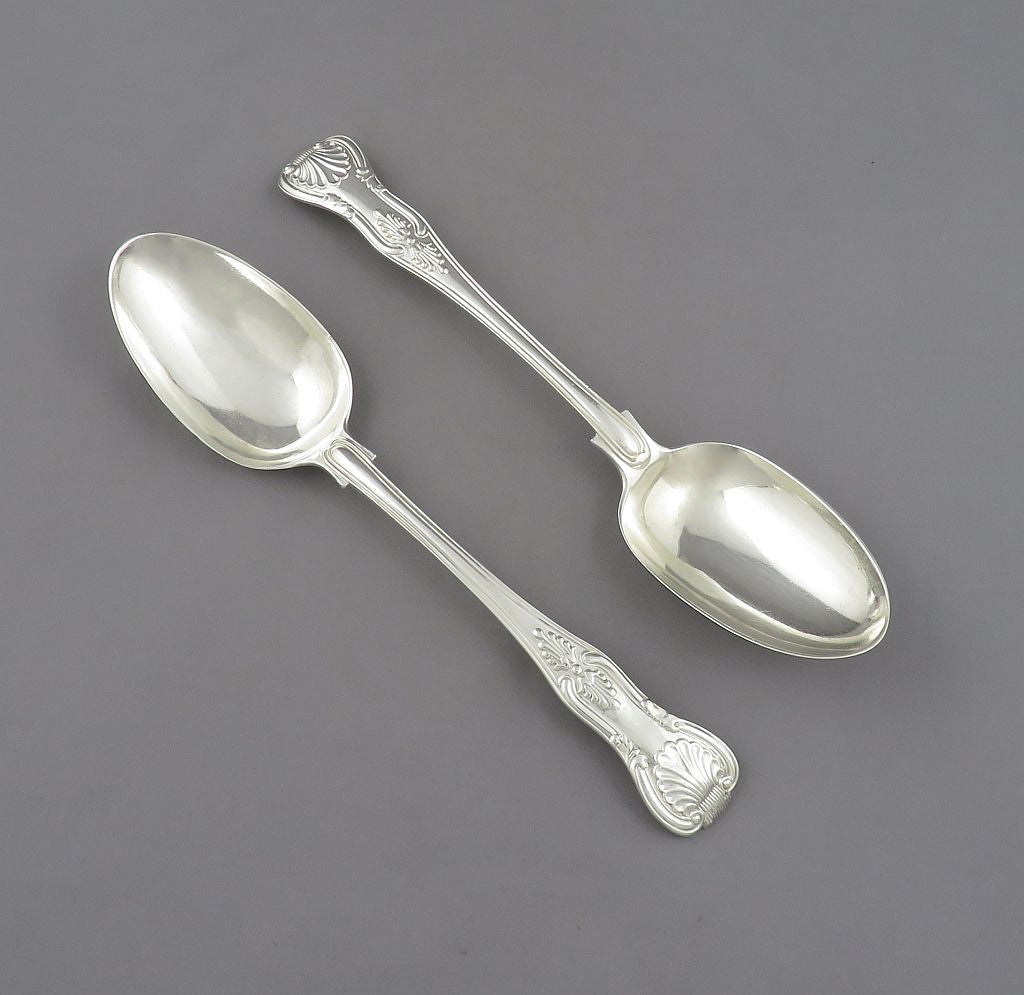 Pair of Kings Pattern Silver Tablespoons - JH Tee Antiques
