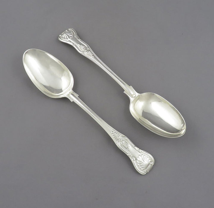 Pair of Kings Pattern Silver Tablespoons - JH Tee Antiques