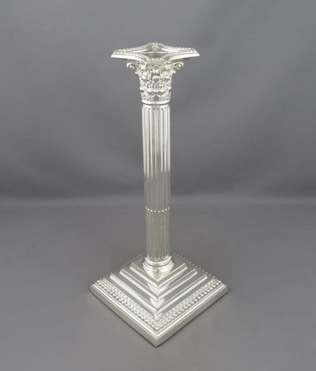 Pair of Corinthiam Column Candlesticks - JH Tee Antiques