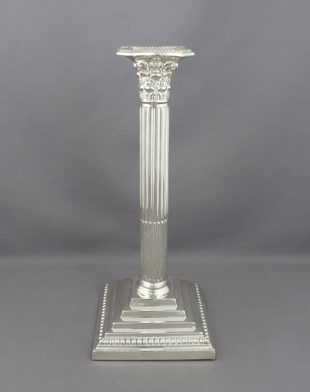 Pair of Corinthiam Column Candlesticks - JH Tee Antiques