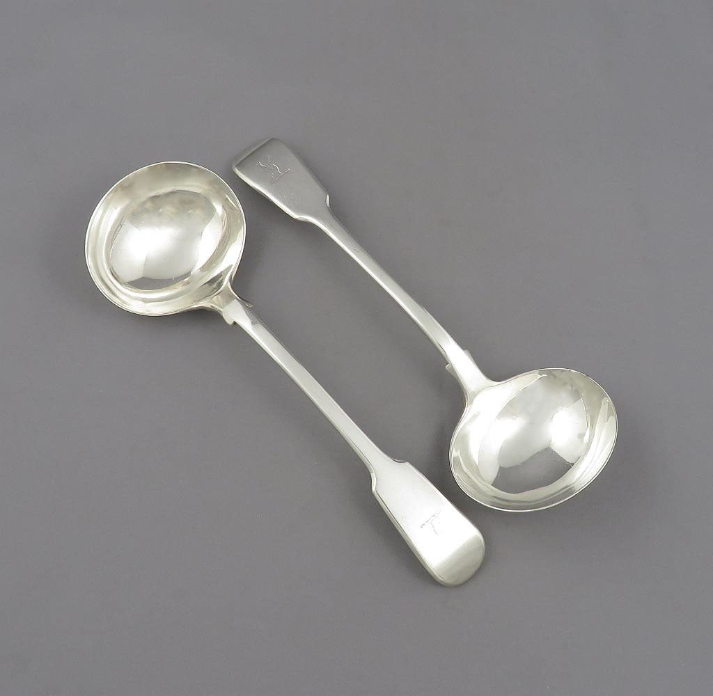 Victorian Silver Fiddle Gravy Ladles - JH Tee Antiques
