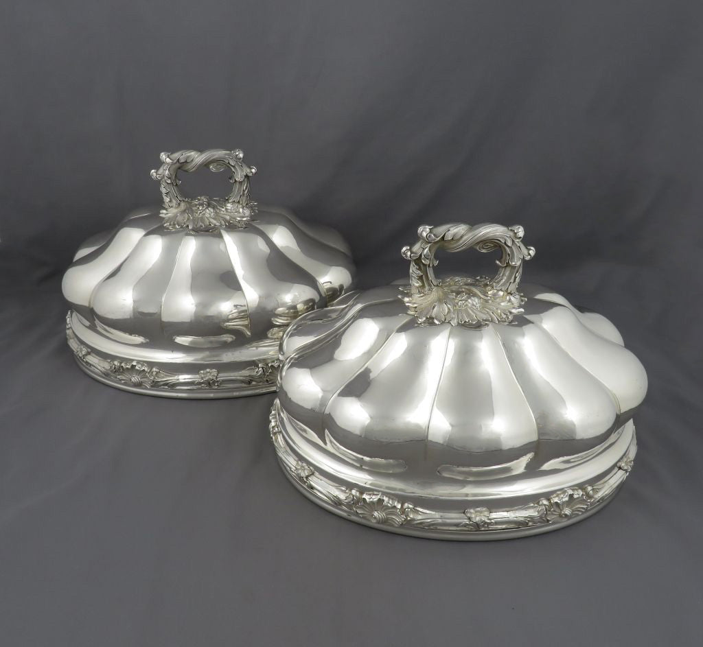 Pair of French Silver Plated Domes - JH Tee Antiques