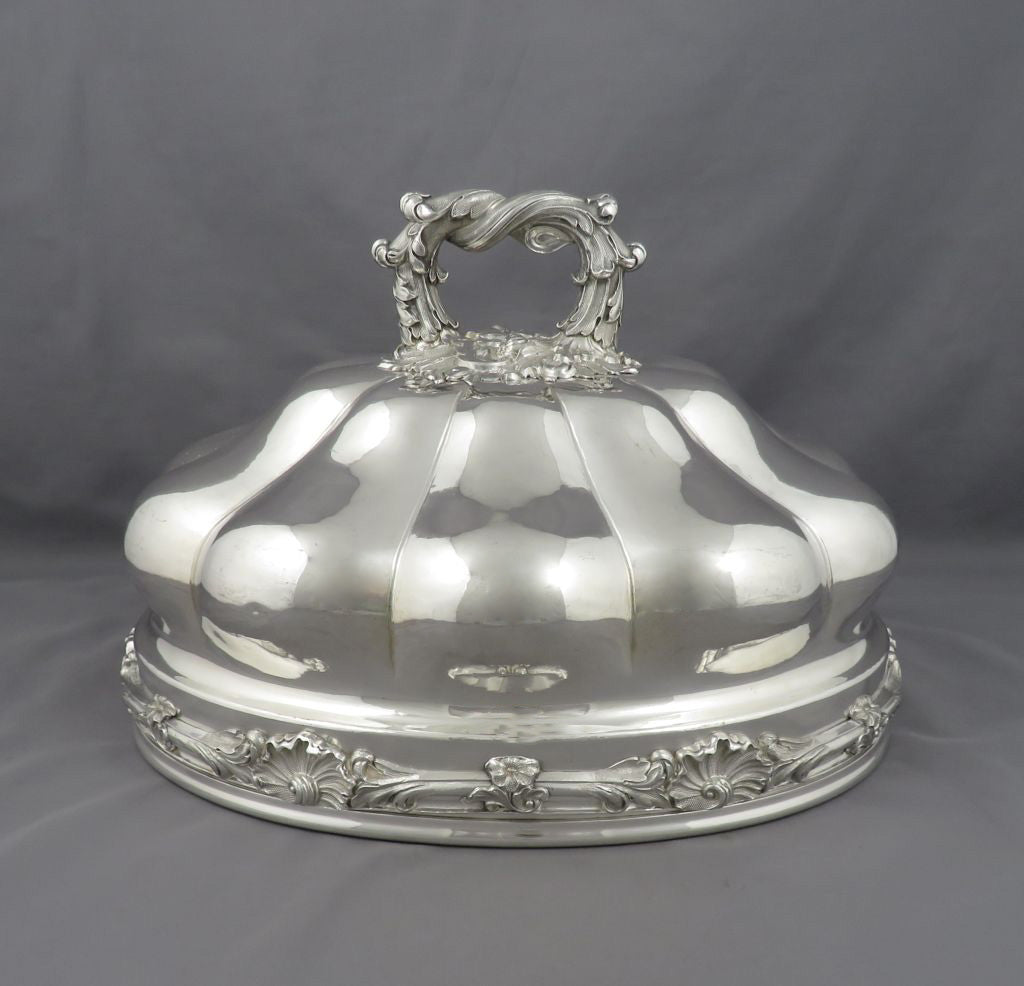 Pair of French Silver Plated Domes - JH Tee Antiques