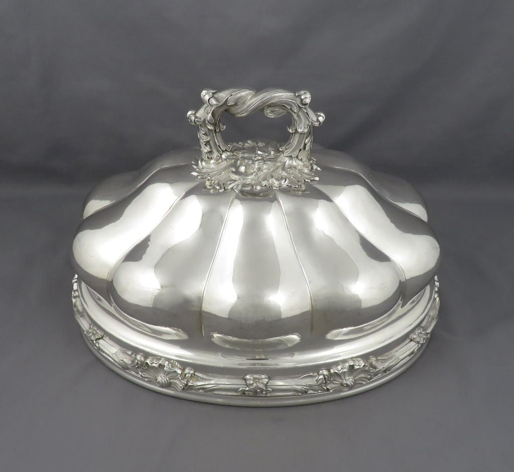 Pair of French Silver Plated Domes - JH Tee Antiques