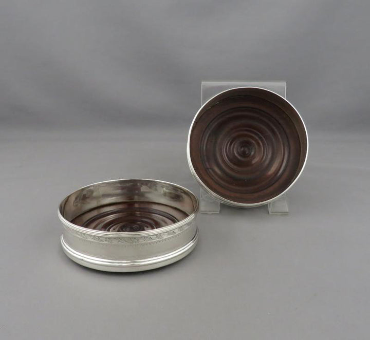 Pair George III Silver Bottle Coasters - JH Tee Antiques