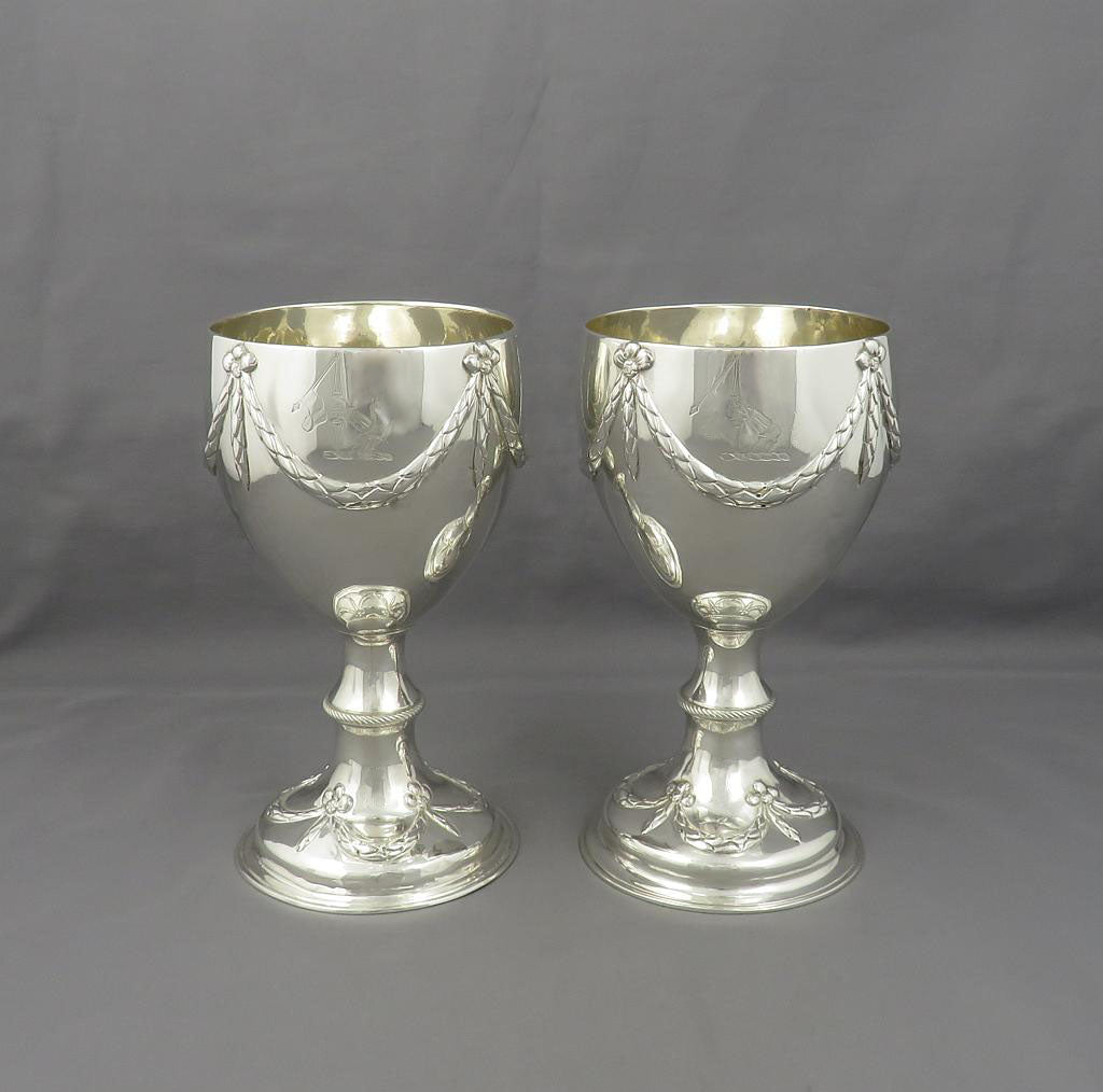 Pair of George III Sterling Silver Goblets - JH Tee Antiques