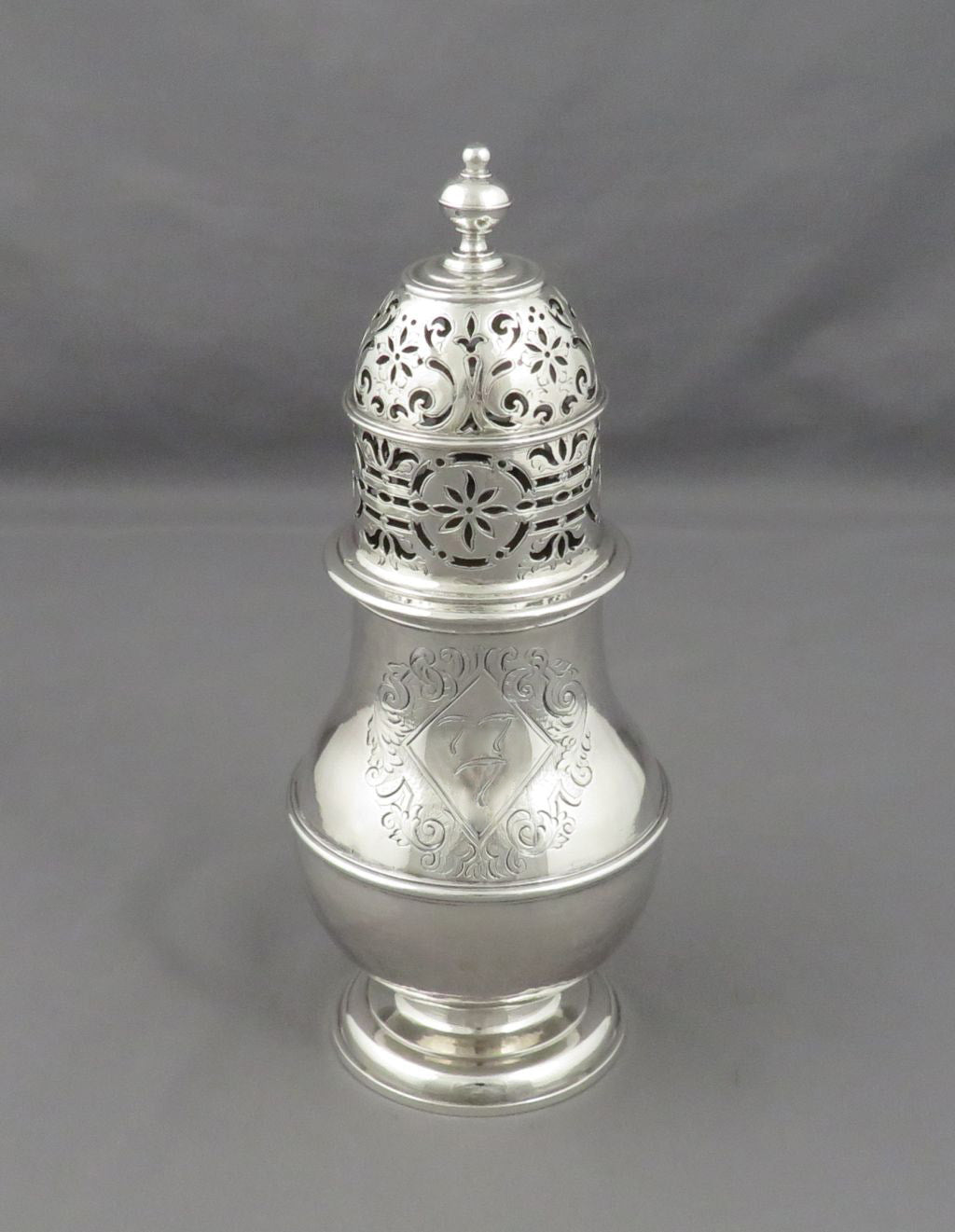 Pair Queen Anne Sterling Silver Sugar Casters - JH Tee Antiques