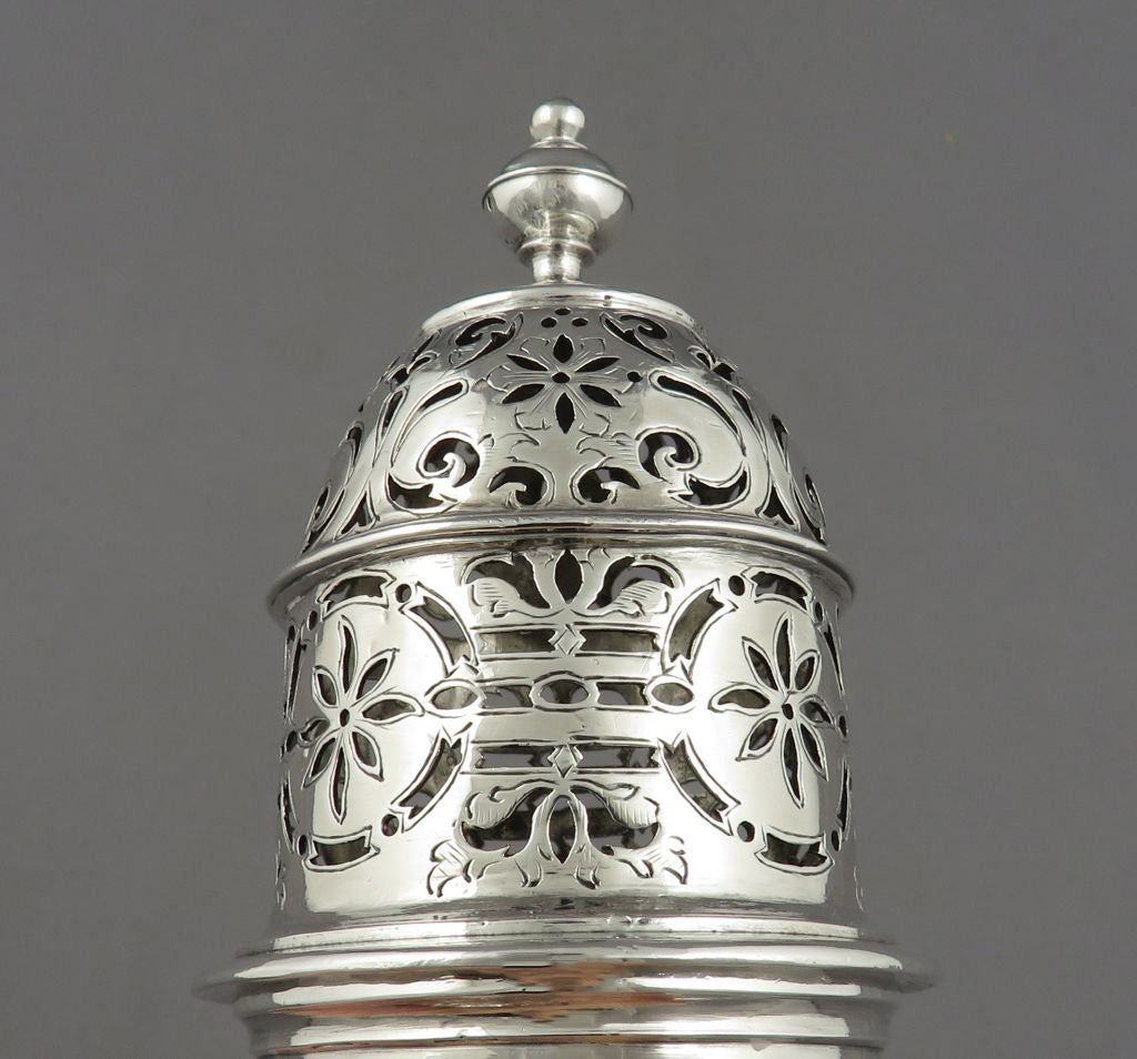 Pair Queen Anne Sterling Silver Sugar Casters - JH Tee Antiques