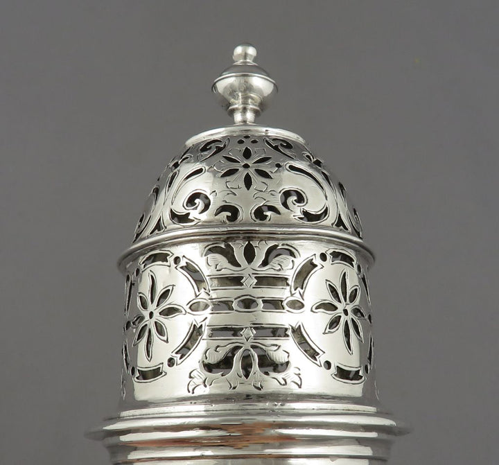 Pair Queen Anne Sterling Silver Sugar Casters - JH Tee Antiques