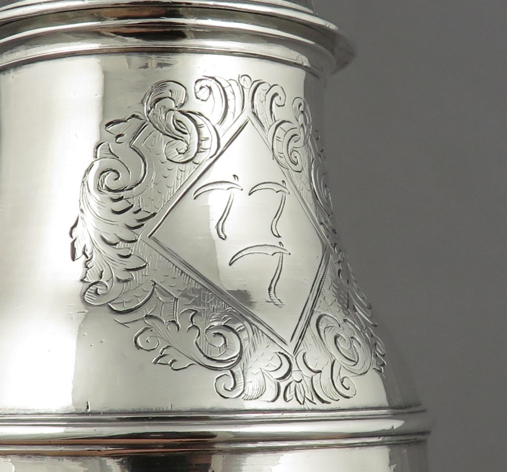 Pair Queen Anne Sterling Silver Sugar Casters - JH Tee Antiques