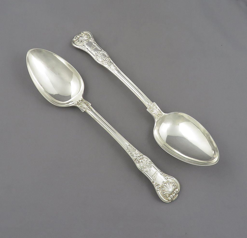 Pair of Queens Pattern Silver Tablespoons - JH Tee Antiques