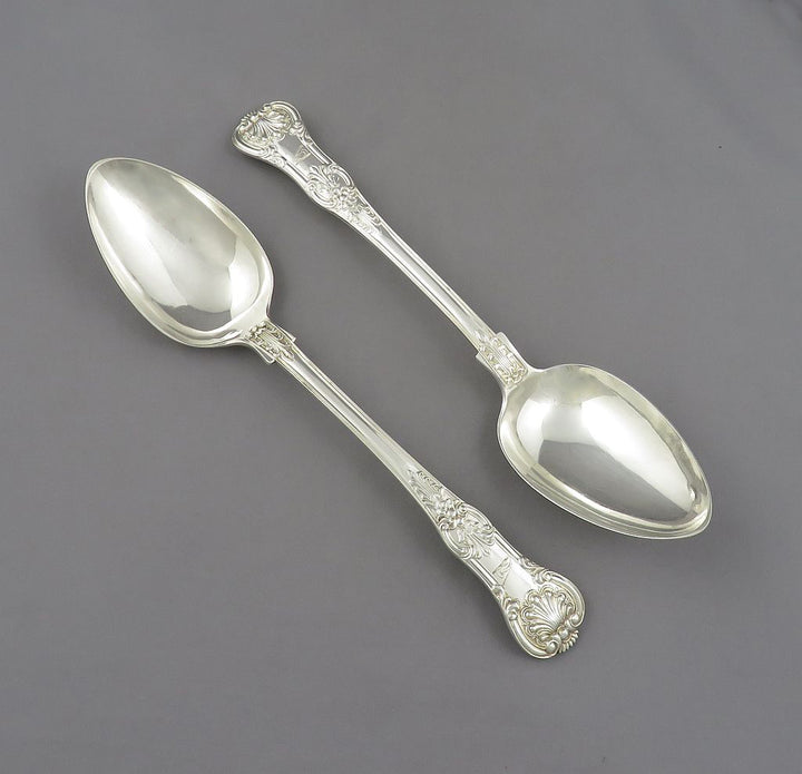 Pair of Queens Pattern Silver Tablespoons - JH Tee Antiques