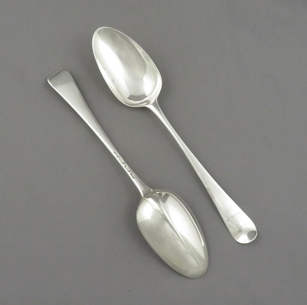 Pair of George III Silver Rat Tail Tablespoons - JH Tee Antiques