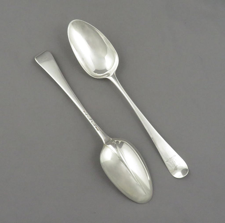 Pair of George III Silver Rat Tail Tablespoons - JH Tee Antiques