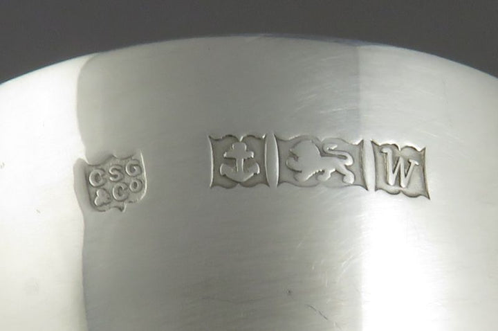 Pair English Sterling Silver Goblets - JH Tee Antiques