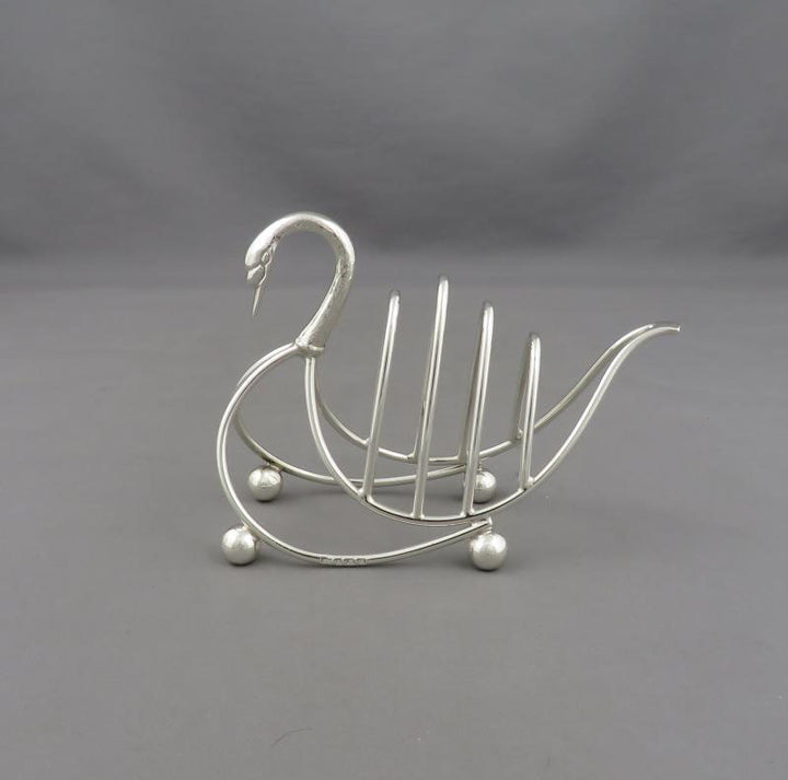 Pair of Silver Swan Toast Racks - JH Tee Antiques
