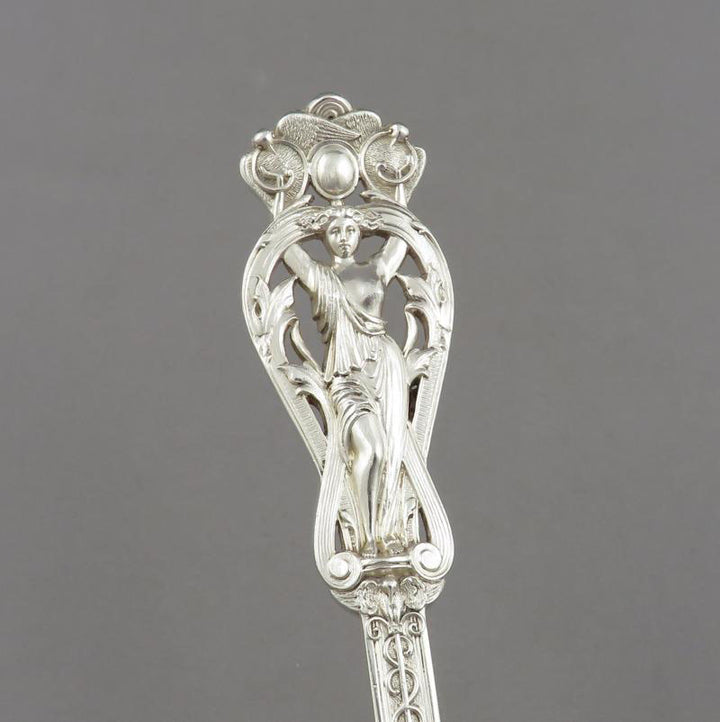 Pair of Francis Higgins Silver Berry Spoons - JH Tee Antiques
