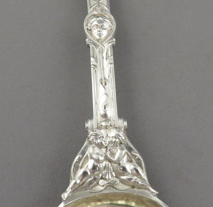 Pair of Francis Higgins Silver Berry Spoons - JH Tee Antiques