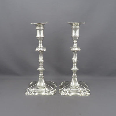Pair of George III Silver Candlesticks - JH Tee Antiques