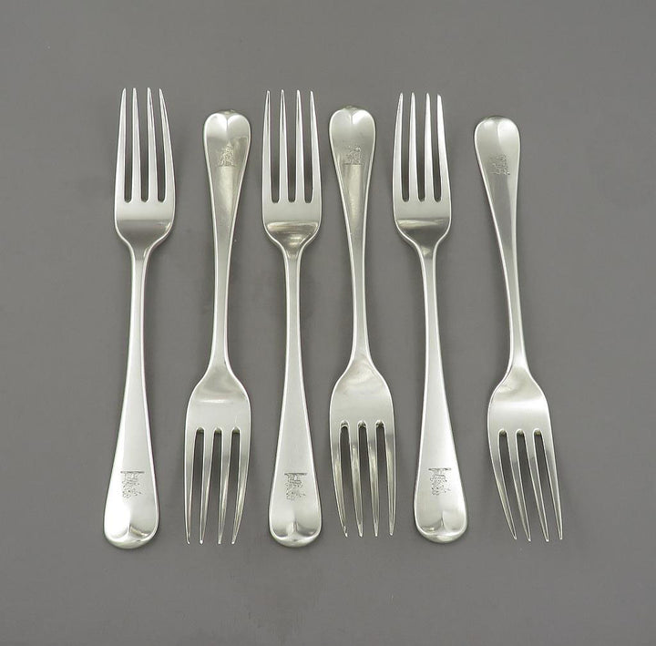6 Paul Storr Sterling Silver Table Forks - JH Tee Antiques