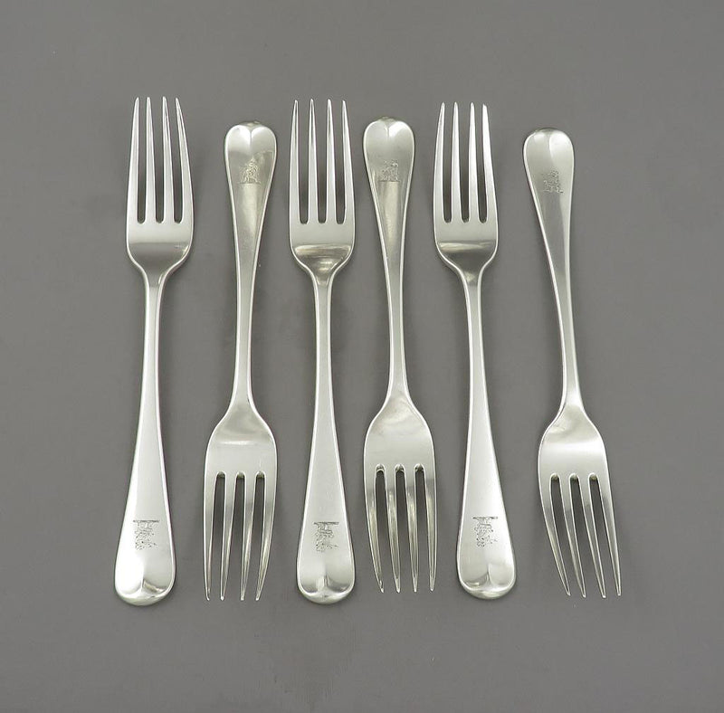 6 Paul Storr Sterling Silver Table Forks - JH Tee Antiques