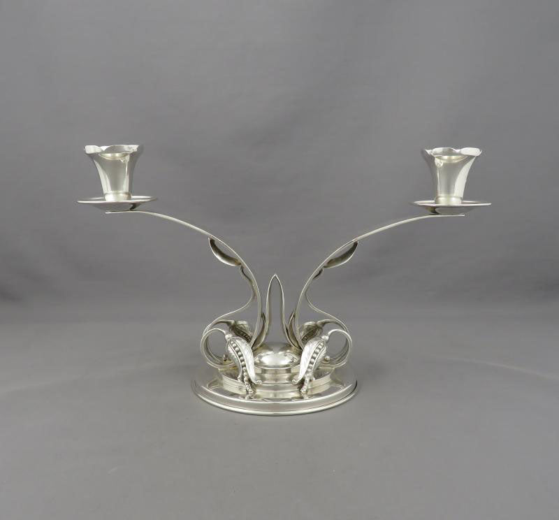 Pair of Poul Petersen Silver Candelabra - JH Tee Antiques