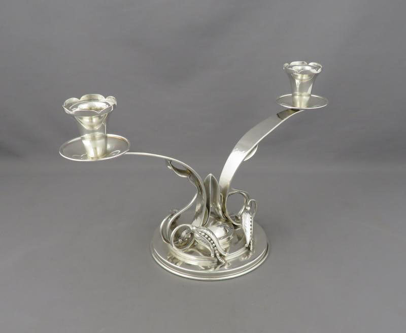 Pair of Poul Petersen Silver Candelabra - JH Tee Antiques