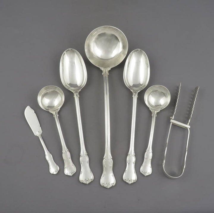 Victorian Princess Pattern Silver Flatware Set - JH Tee Antiques