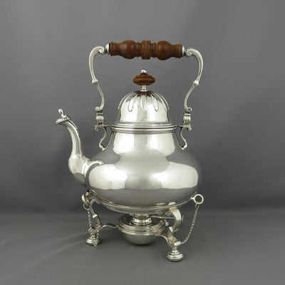 Queen Anne Stlye Silver Kettle on Stand - JH Tee Antiques