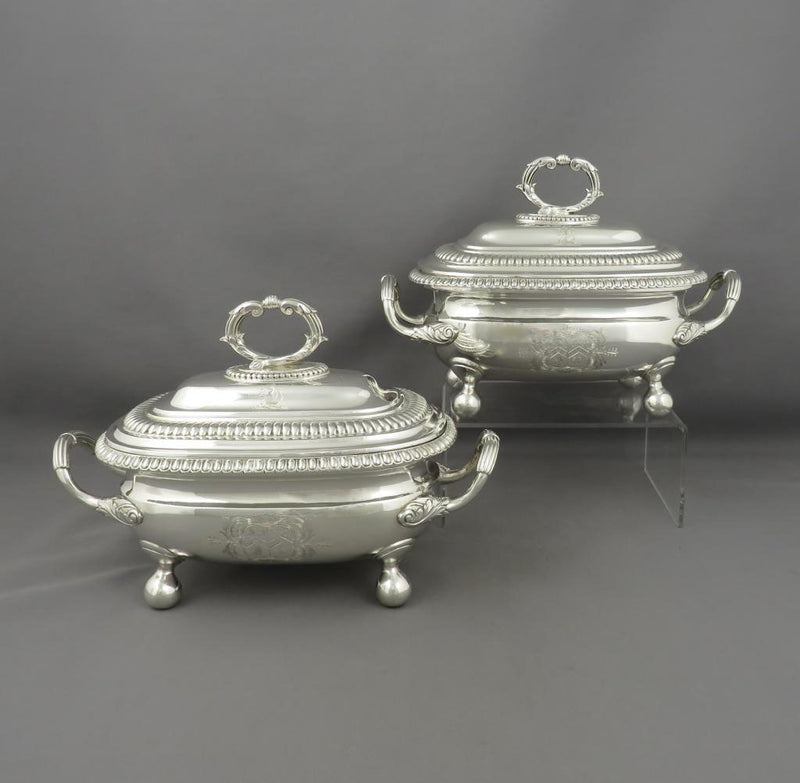 Pair of George III Sterling Silver Sauce Tureens - JH Tee Antiques