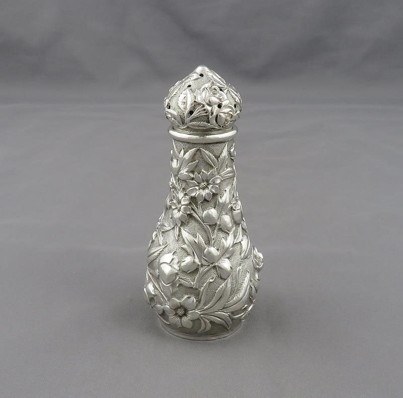 Repousse Silver Pepper Pots - JH Tee Antiques