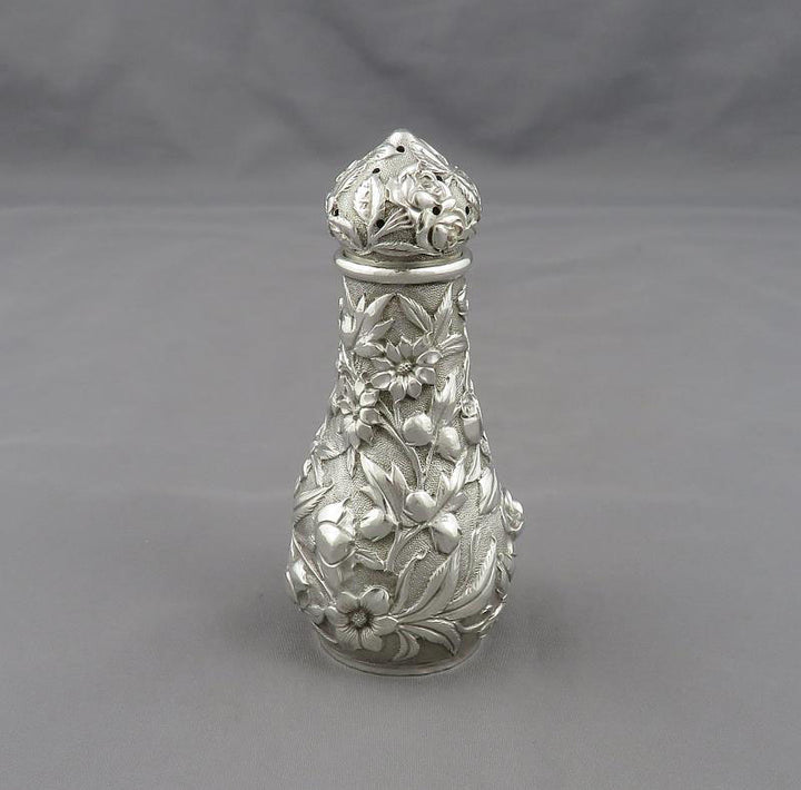 Repousse Silver Pepper Pots - JH Tee Antiques