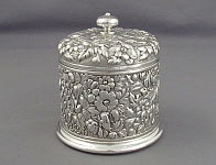 american silver box with repousse decoration