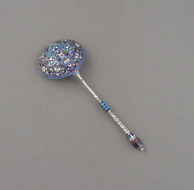 Russian Silver Cloisonné Enamel Spoon - JH Tee Antiques