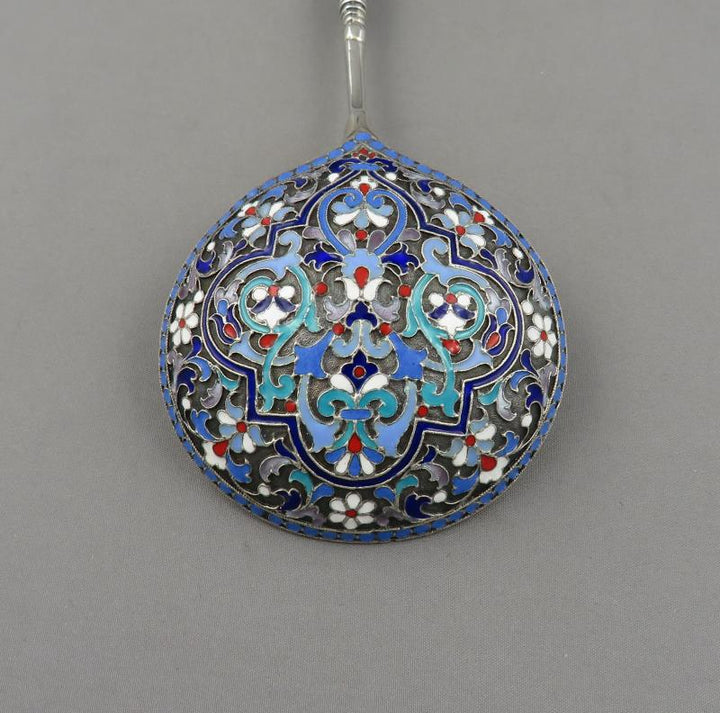 Russian Silver Cloisonné Enamel Spoon - JH Tee Antiques