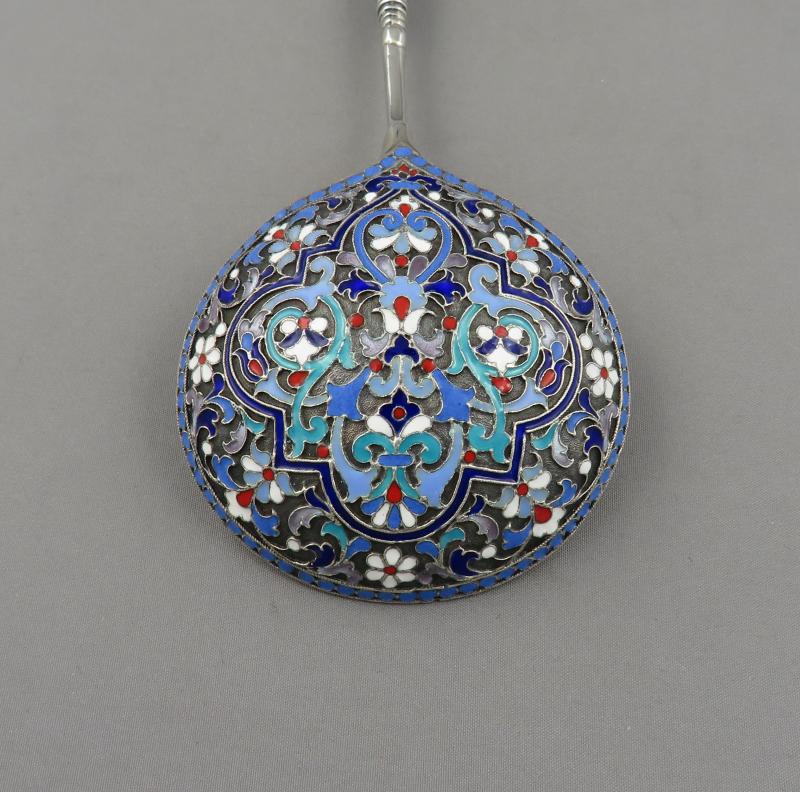 Russian Silver Cloisonné Enamel Spoon - JH Tee Antiques