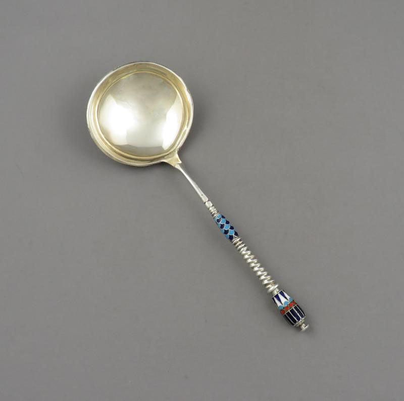 Russian Silver Cloisonné Enamel Spoon - JH Tee Antiques